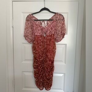Free People Pink and Red Mini Dress